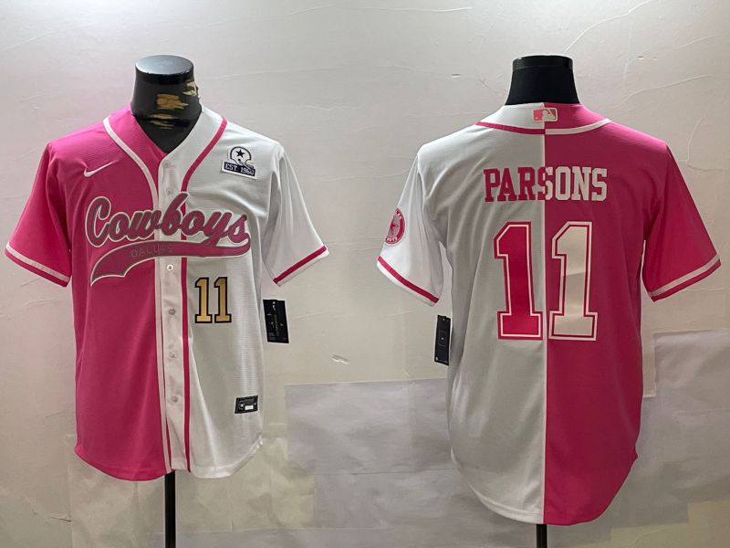 Men Dallas Cowboys #11 Parsons white pink Joint Name 2024 Nike Limited NFL Jersey style 5->dallas cowboys->NFL Jersey